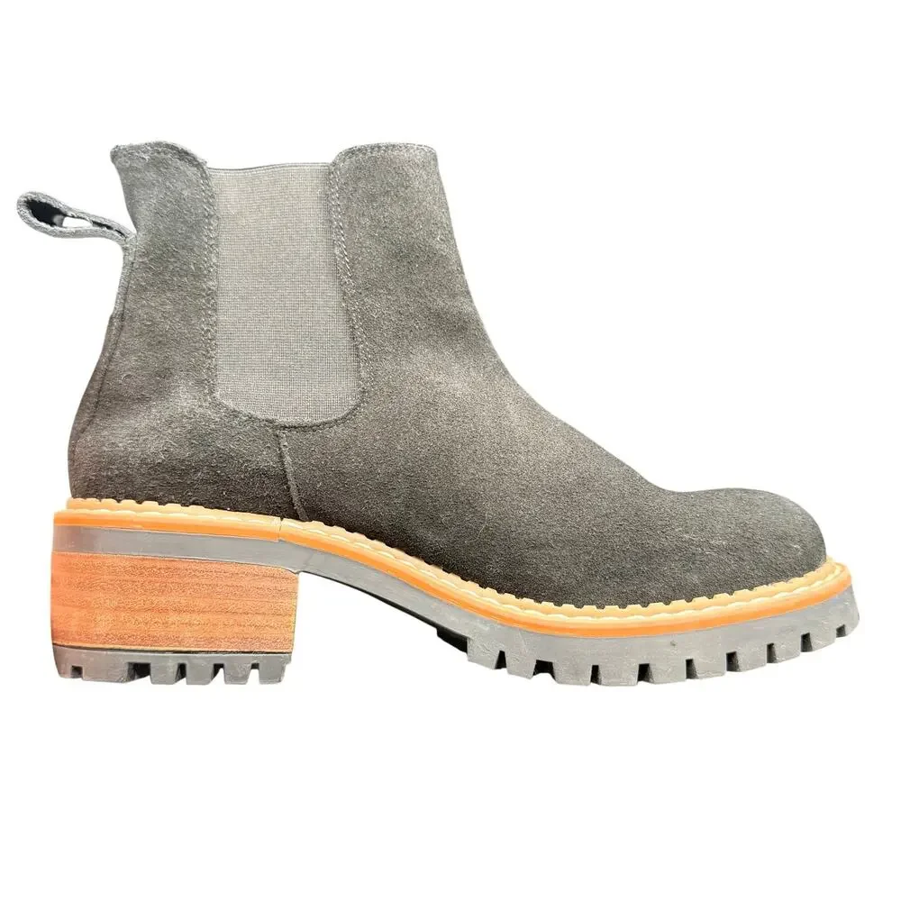Bertuchi Suede Chelsea Ankle Boots Lug Sole Block Heel EU 39 US 8 8.5
